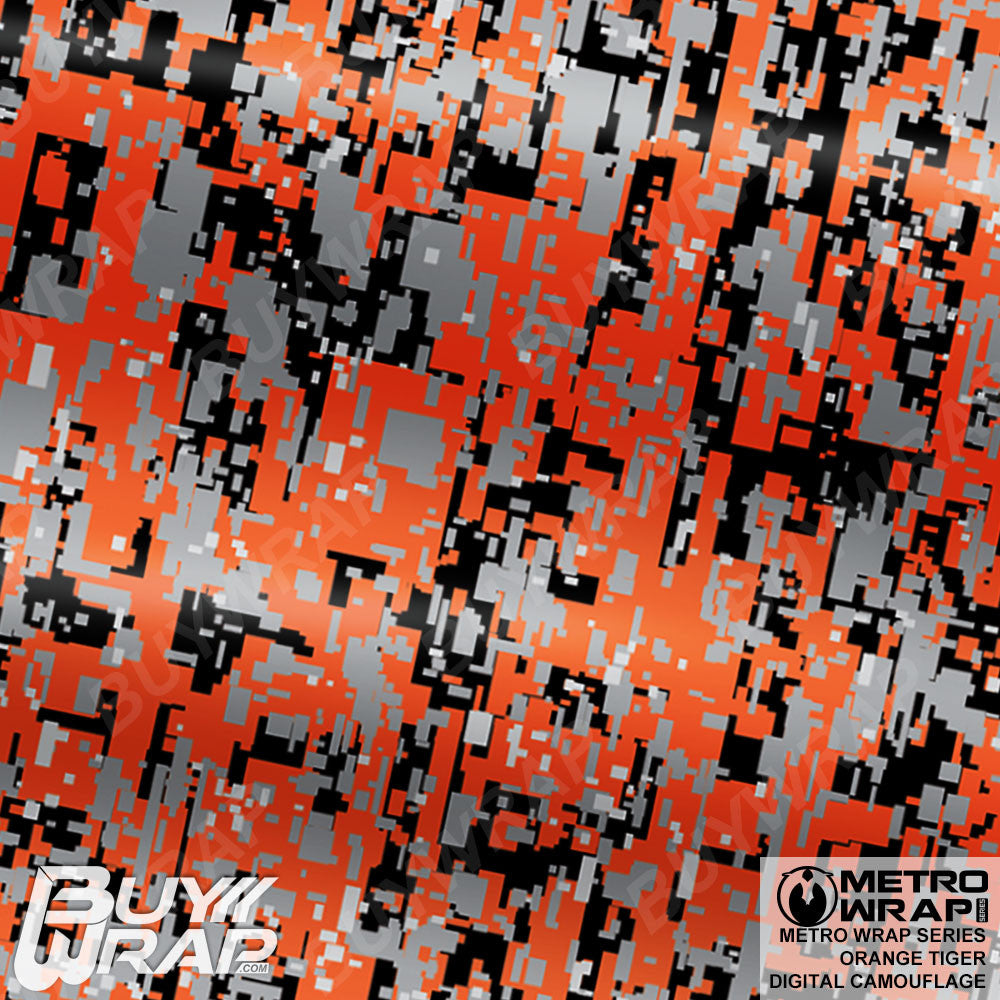 Digital Orange Tiger Camouflage - Metro Wrap | BuyWrap.com, image size:1000x1000