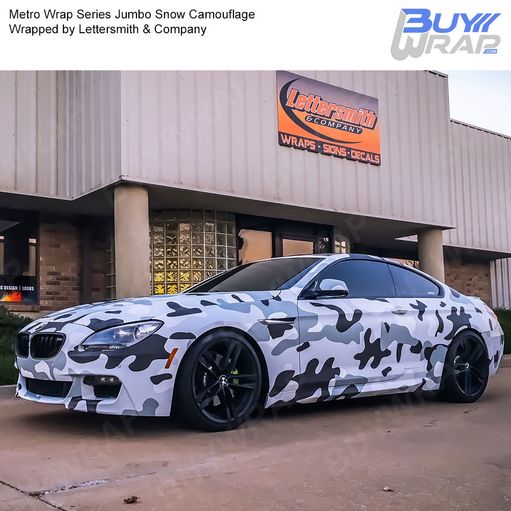 jumbo snow camo vinyl car wrap